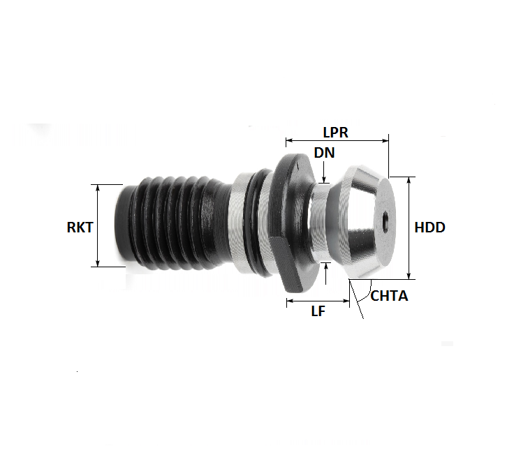 ISO40 (ISO7388/2 Type B) M16 Thread Solid Pull Stud Sealed (with O-Ring)